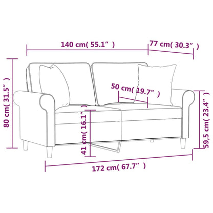 2Místná Pohovka S Polštáři A Poduškami Tmavě Šedá 140 Cm Textil