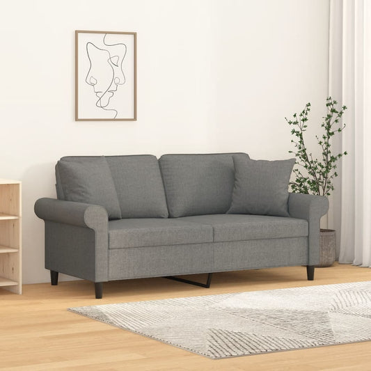 2Místná Pohovka S Polštáři A Poduškami Tmavě Šedá 140 Cm Textil