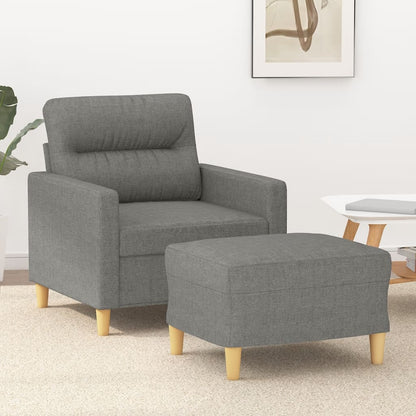 Křeslo S Podnožkou Tmavě Šedé Textil