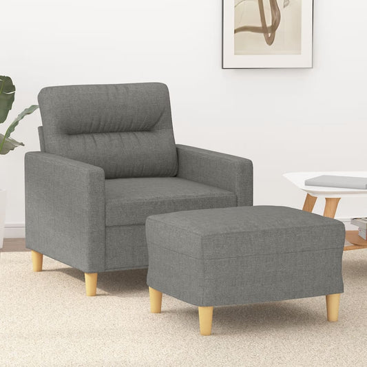 Křeslo S Podnožkou Tmavě Šedé Textil