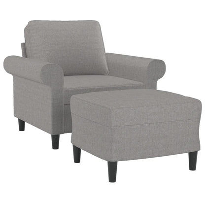 Křeslo S Podnožkou Světle Šedé Textil