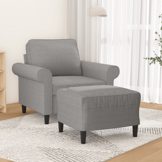 Křeslo S Podnožkou Světle Šedé Textil