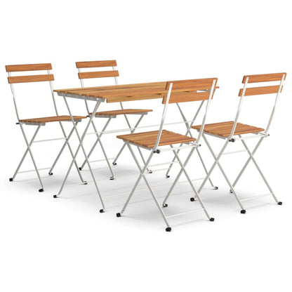5Dílný Skládací Bistro Set Masivní Akáciové Dřevo A Ocel
