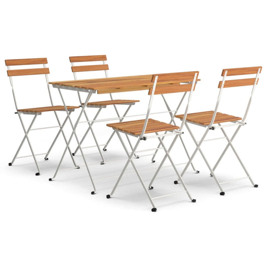 5Dílný Skládací Bistro Set Masivní Akáciové Dřevo A Ocel