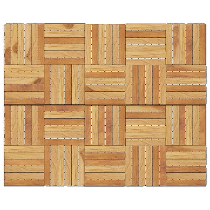 Terasové Dlaždice 20 Ks 30 X 30 Cm Masivní Teak Vertikální Vzor