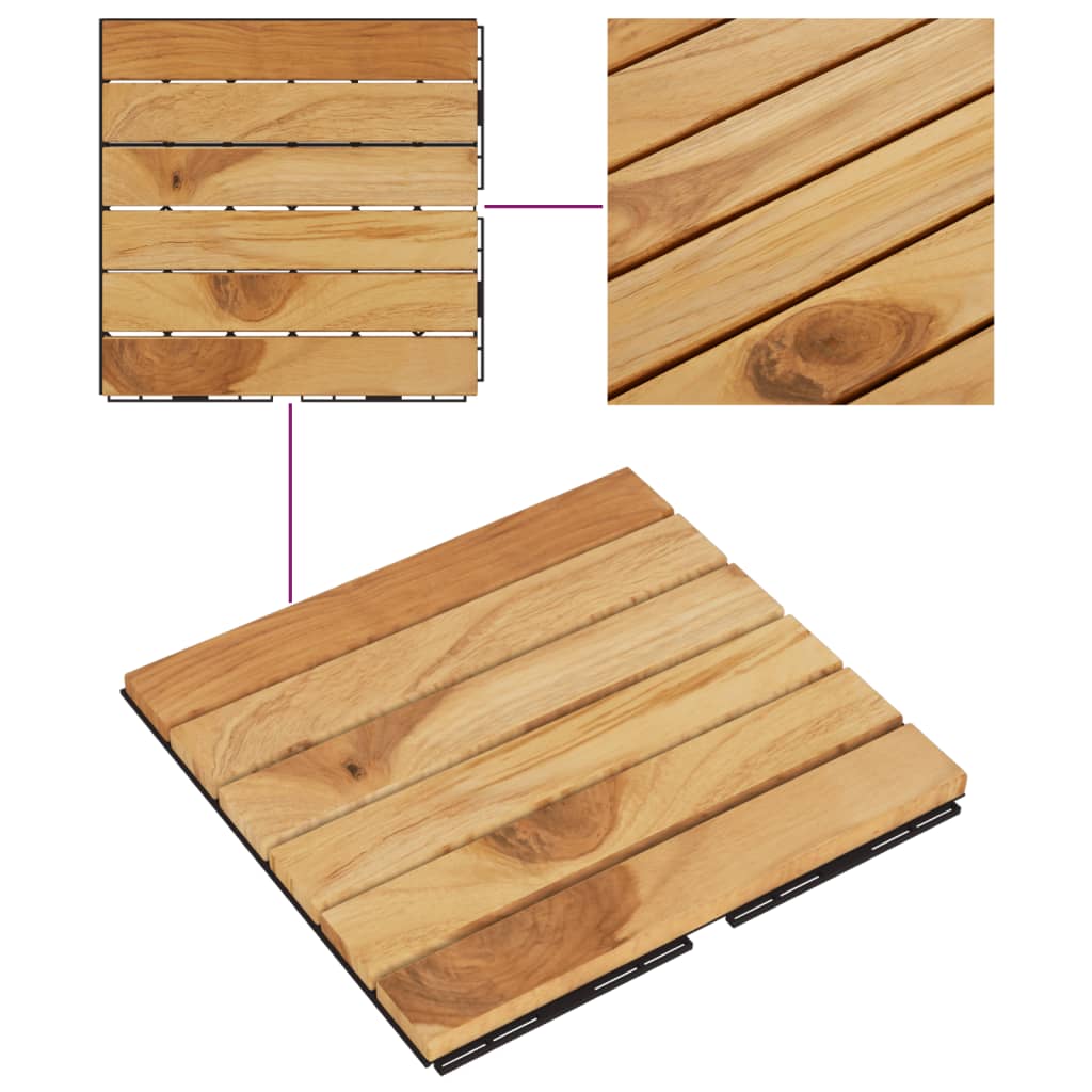 Terasové Dlaždice 20 Ks 30 X 30 Cm Masivní Teak Vertikální Vzor