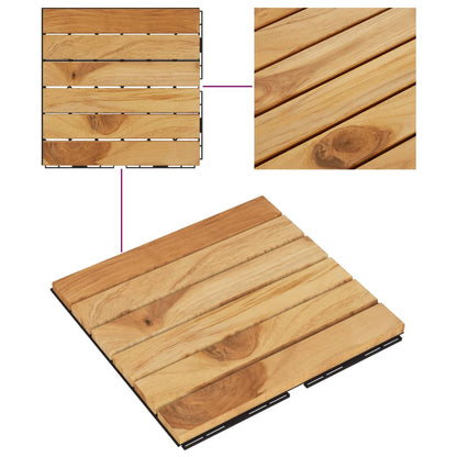 Terasové Dlaždice 20 Ks 30 X 30 Cm Masivní Teak Vertikální Vzor