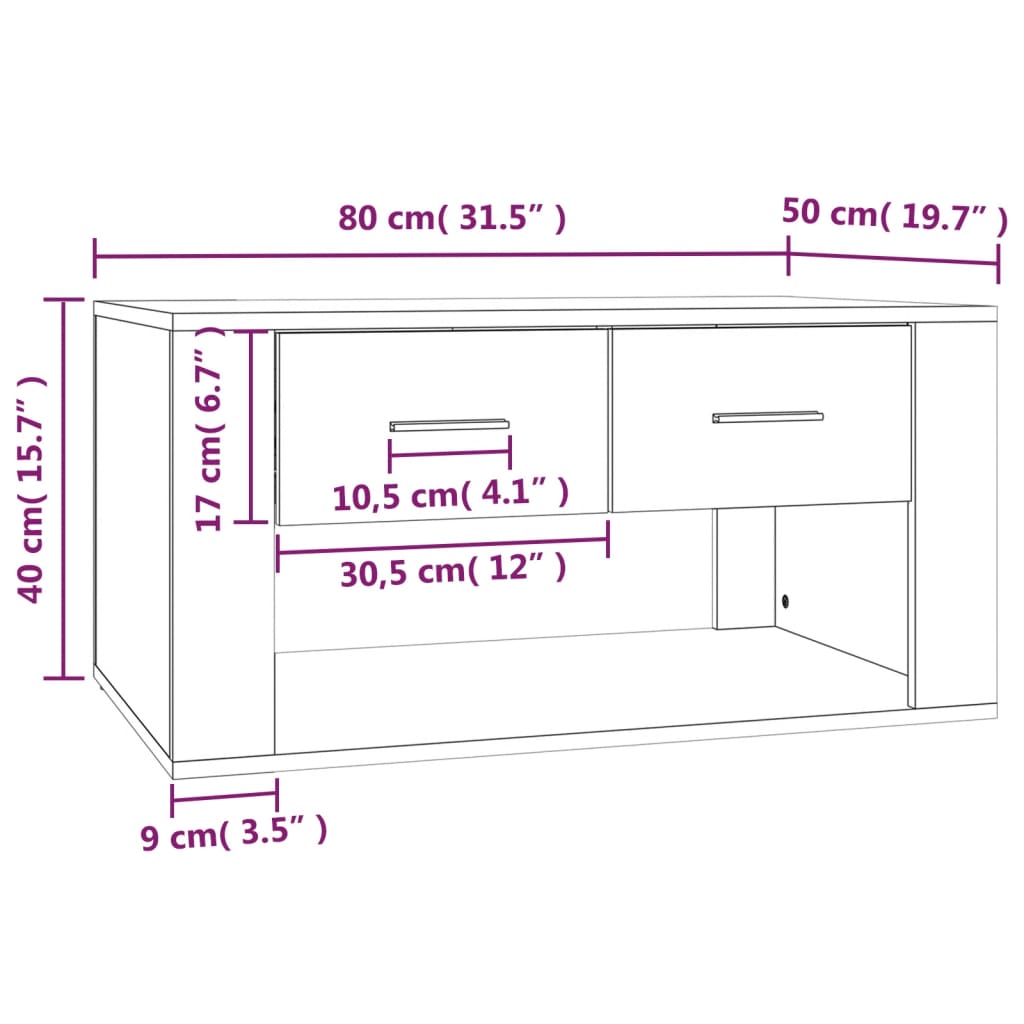 Konferenční Stolek 80X50X40 Cm Kompozitní Dřevo