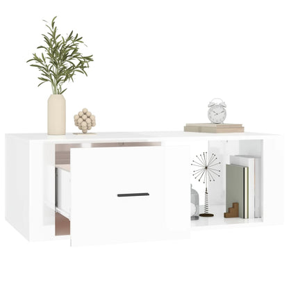 Konferenční Stolek Lesklý Bílý 100X50,5X35 Cm Kompozitní Dřevo