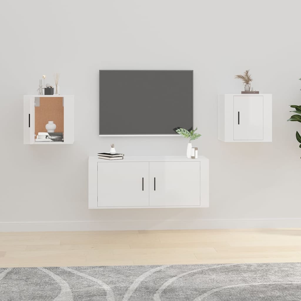 Nástěnné Tv Skříňky 2 Ks Bílé S Vysokým Leskem 40X34,5X Bílá S Vysokým Leskem