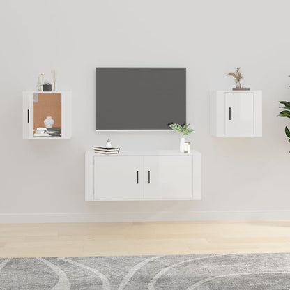 Nástěnné Tv Skříňky 2 Ks Bílé S Vysokým Leskem 40X34,5X Bílá S Vysokým Leskem