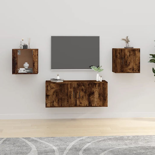Nástěnné Tv Skříňky 2 Ks 40 X 34,5 X Kouřový Dub