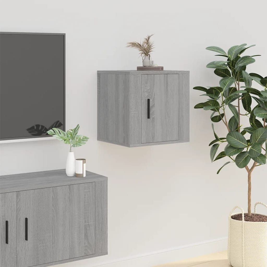 Nástěnné Tv Skříňky 2 Ks Šedé Sonoma 40 X 34,5 X Šedá Sonoma