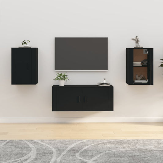 Nástěnné Tv Skříňky 2 Ks Černé 40 X 34,5 X 60 Cm