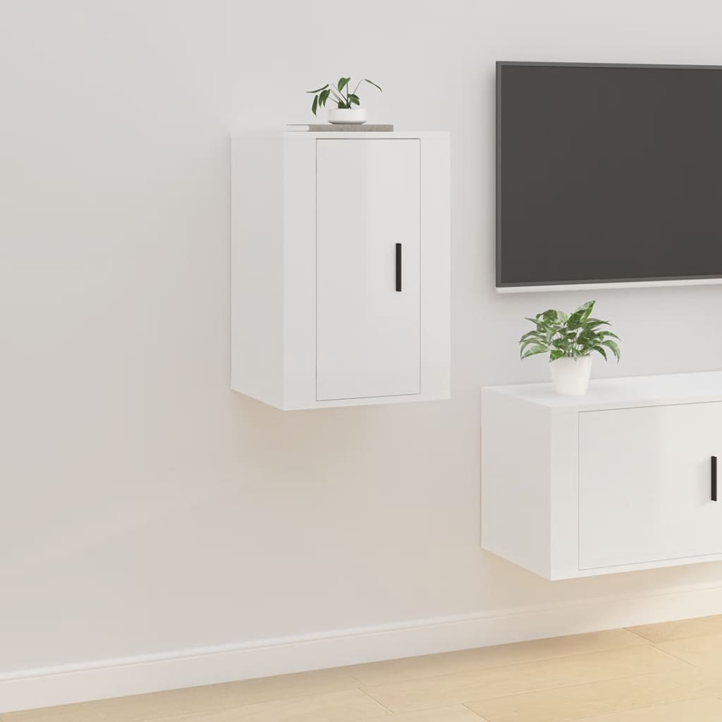 Nástěnná Tv Skříňka Bílá S Vysokým Leskem 40 X 34,5 X 60 Cm