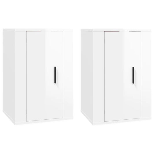 Nástěnné Tv Skříňky 2 Ks Bílé S Vysokým Leskem 40X34,5X60 Cm