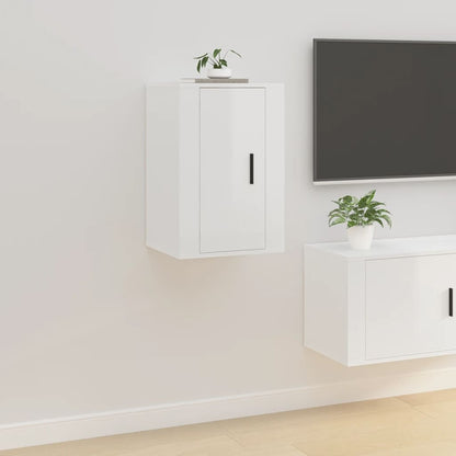 Nástěnné Tv Skříňky 2 Ks Bílé S Vysokým Leskem 40X34,5X60 Cm