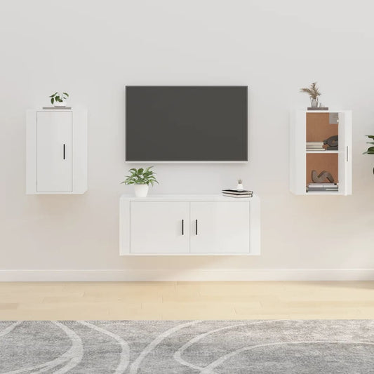Nástěnné Tv Skříňky 2 Ks Bílé S Vysokým Leskem 40X34,5X60 Cm