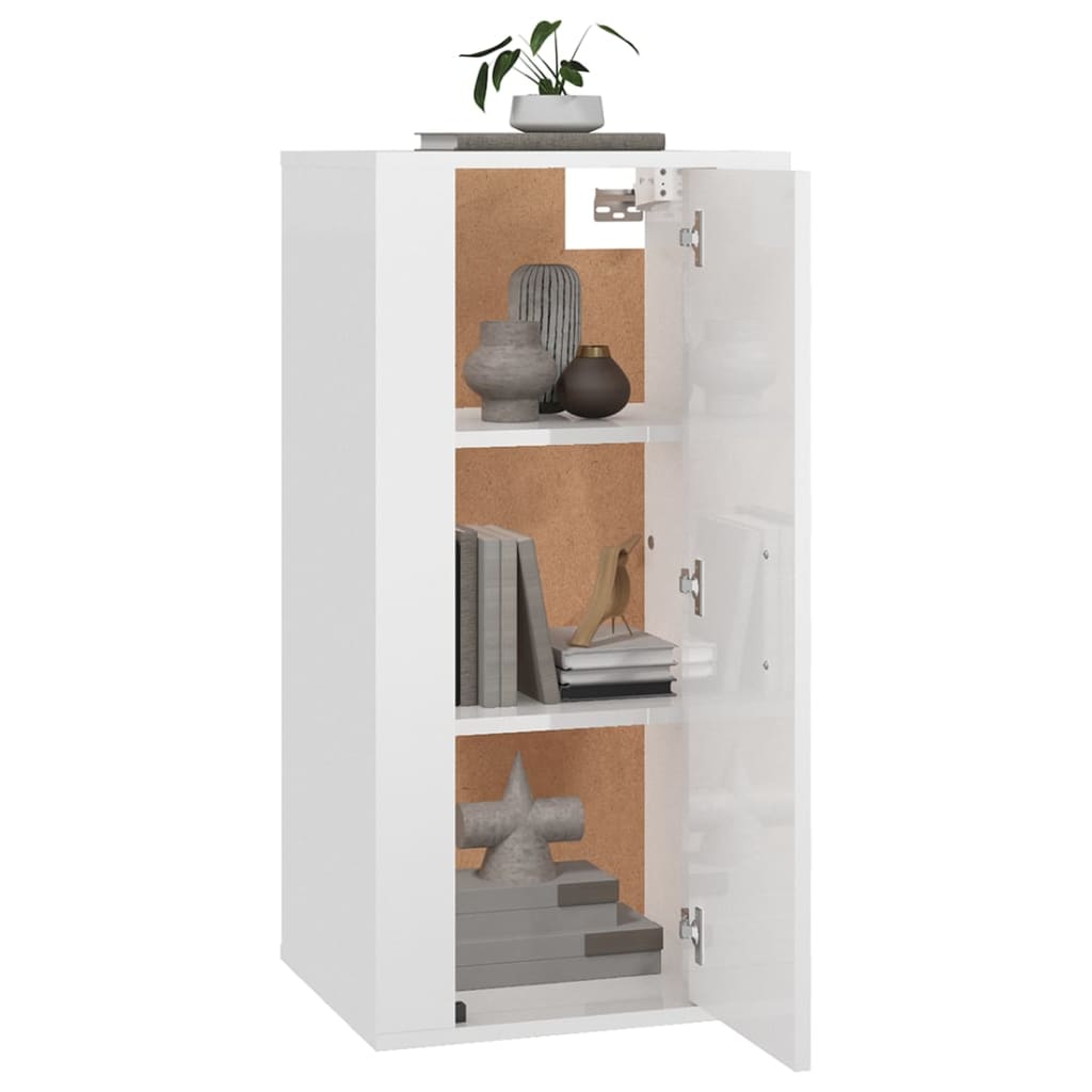 Nástěnná Tv Skříňka Bílá S Vysokým Leskem 40X34,5X80 Cm