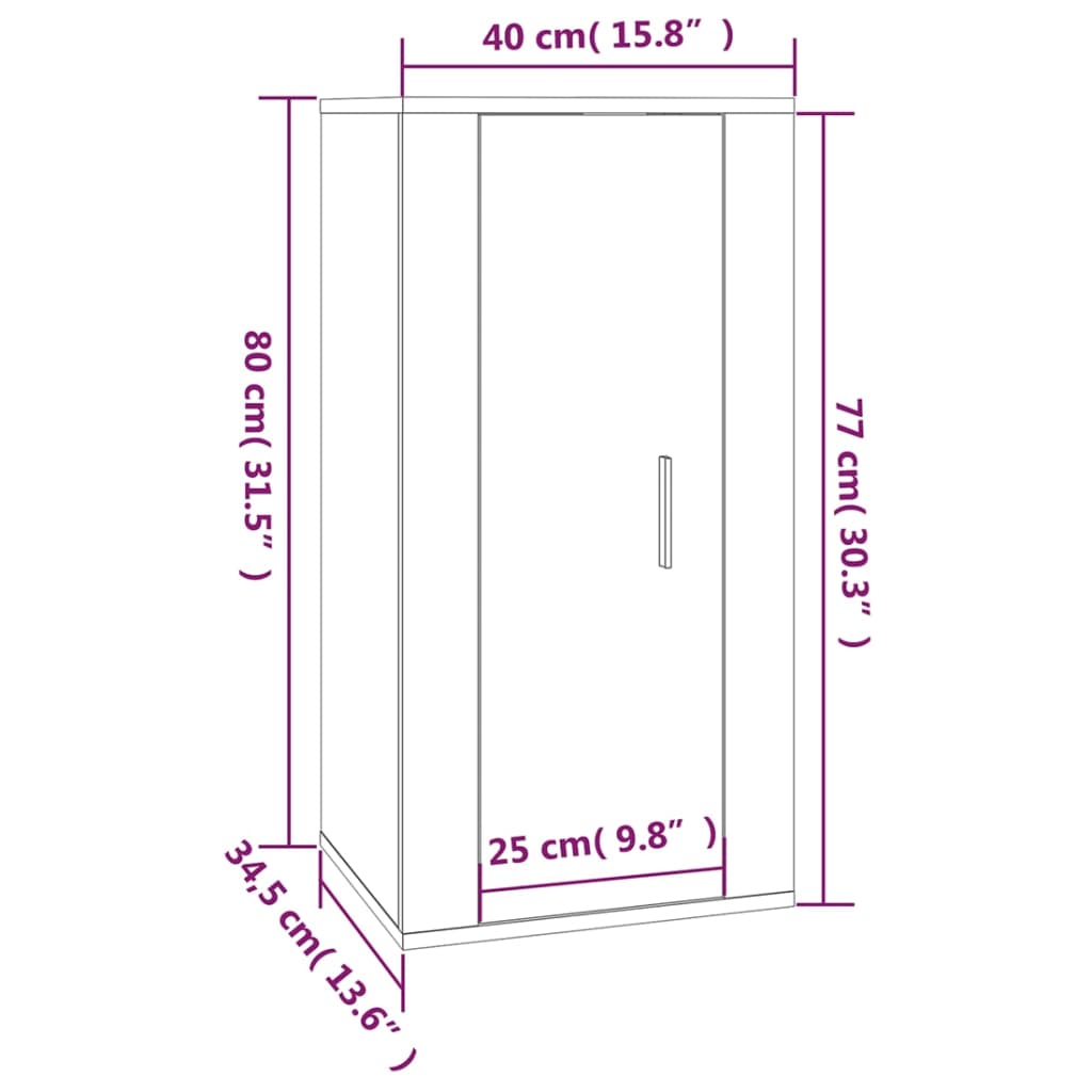 Nástěnná Tv Skříňka Bílá S Vysokým Leskem 40X34,5X80 Cm