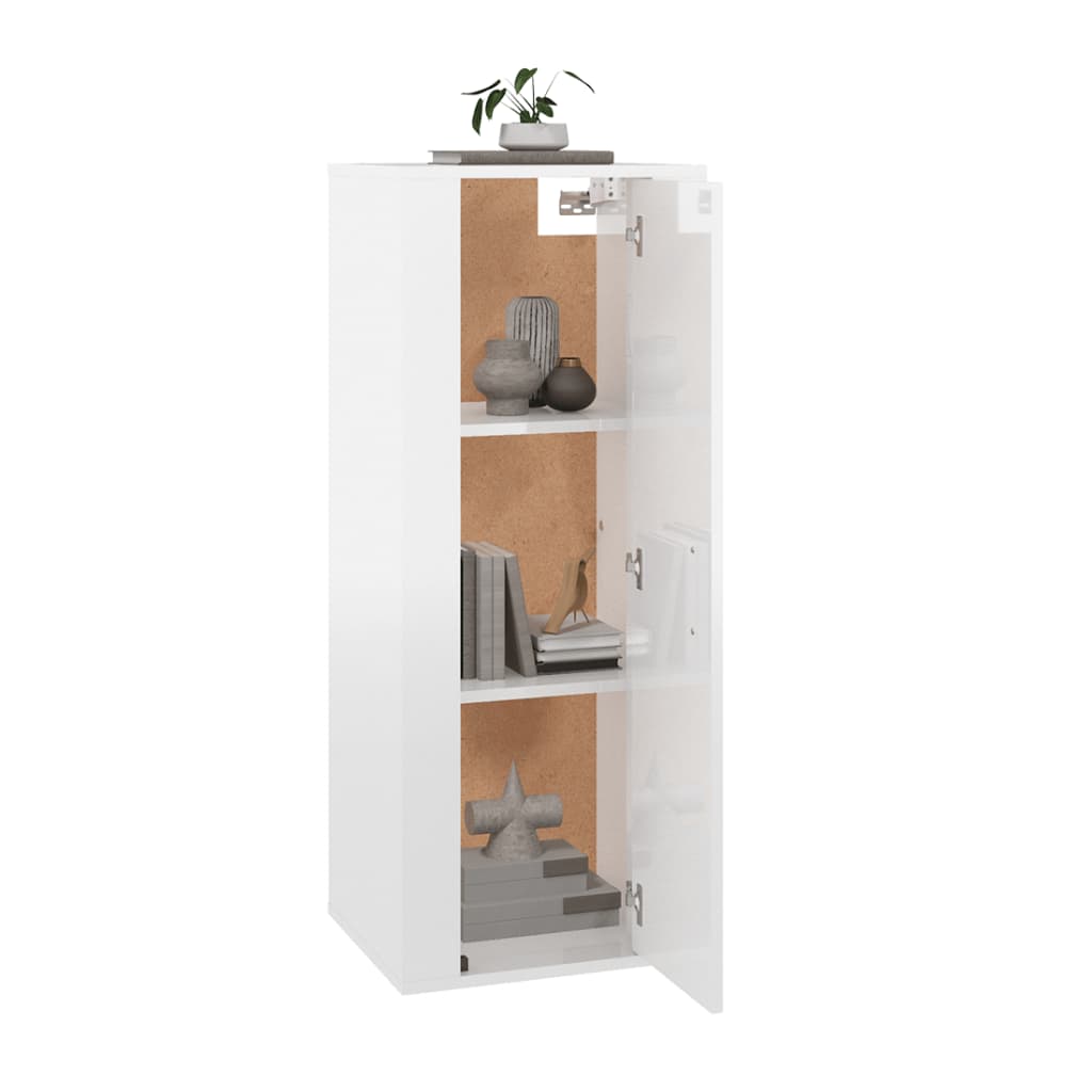 Nástěnná Tv Skříňka Bílá S Vysokým Leskem 40X34,5X100 Cm