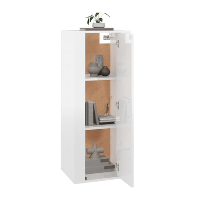 Nástěnná Tv Skříňka Bílá S Vysokým Leskem 40X34,5X100 Cm
