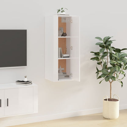 Nástěnná Tv Skříňka Bílá S Vysokým Leskem 40X34,5X100 Cm
