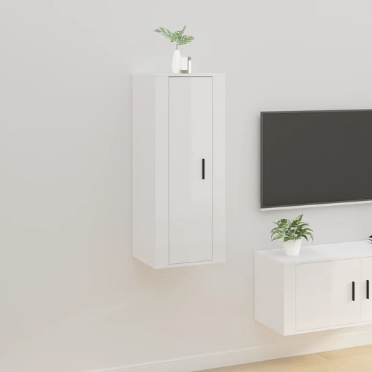 Nástěnná Tv Skříňka Bílá S Vysokým Leskem 40X34,5X100 Cm