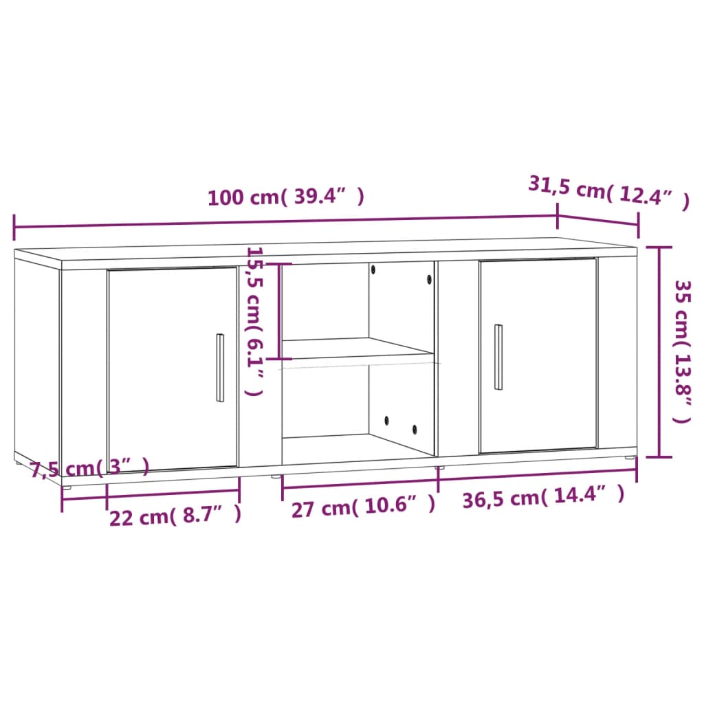 Tv Skříňka 100X31,5X35 Cm Kompozitní Dřevo