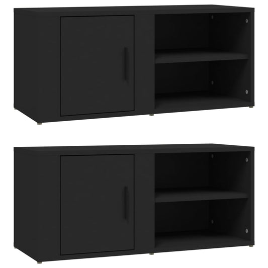 Tv Skříňky 2 Ks Černé 80 X 31,5 X 36 Cm Kompozitní Dřevo