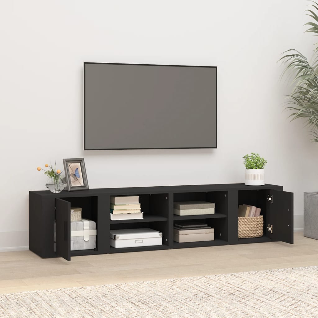 Tv Skříňky 2 Ks Černé 80 X 31,5 X 36 Cm Kompozitní Dřevo
