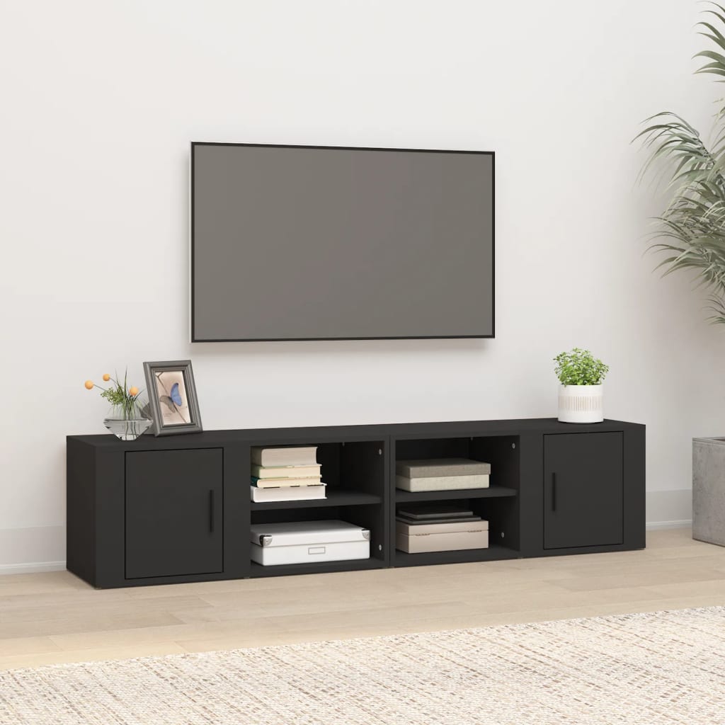 Tv Skříňky 2 Ks Černé 80 X 31,5 X 36 Cm Kompozitní Dřevo