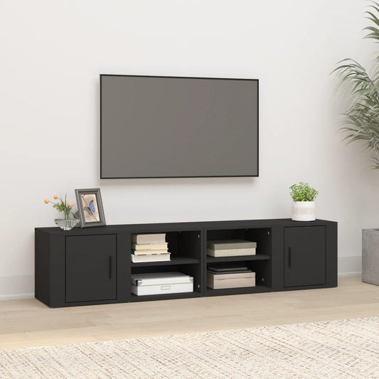 Tv Skříňky 2 Ks Černé 80 X 31,5 X 36 Cm Kompozitní Dřevo