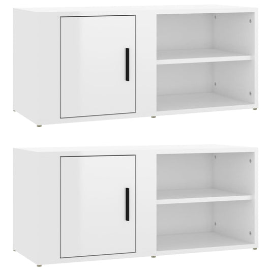 Tv Skříňky 2 Ks Bílé Vysoký Lesk 80X31,5X36 Cm Kompozitní Dřevo