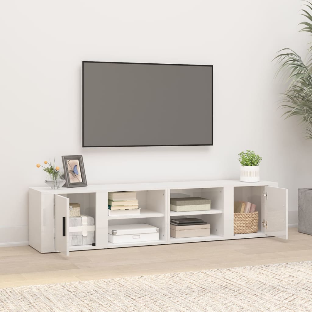 Tv Skříňky 2 Ks Bílé Vysoký Lesk 80X31,5X36 Cm Kompozitní Dřevo