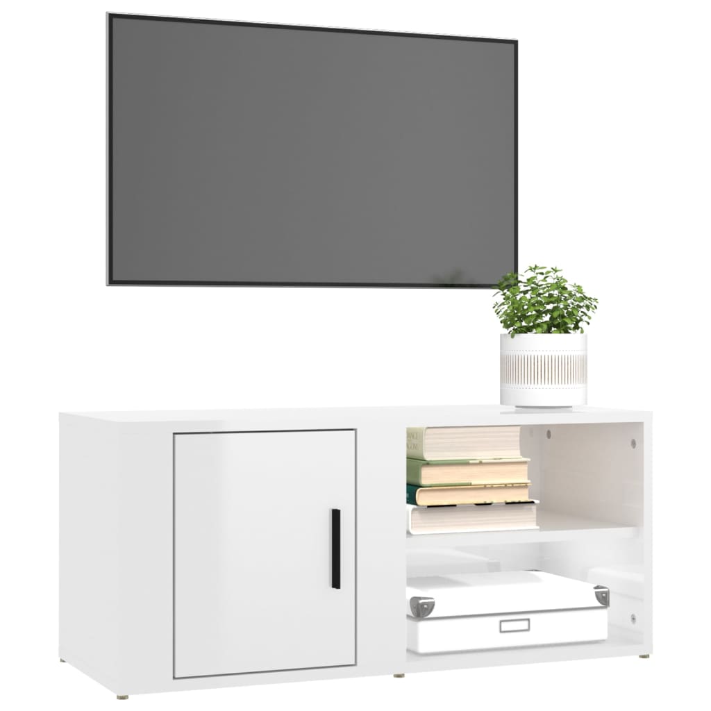 Tv Skříňky 2 Ks Bílé Vysoký Lesk 80X31,5X36 Cm Kompozitní Dřevo