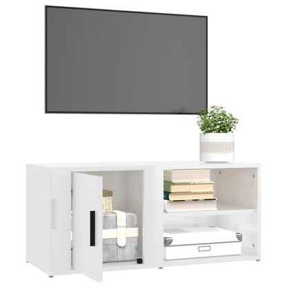 Tv Skříňky 2 Ks Bílé Vysoký Lesk 80X31,5X36 Cm Kompozitní Dřevo