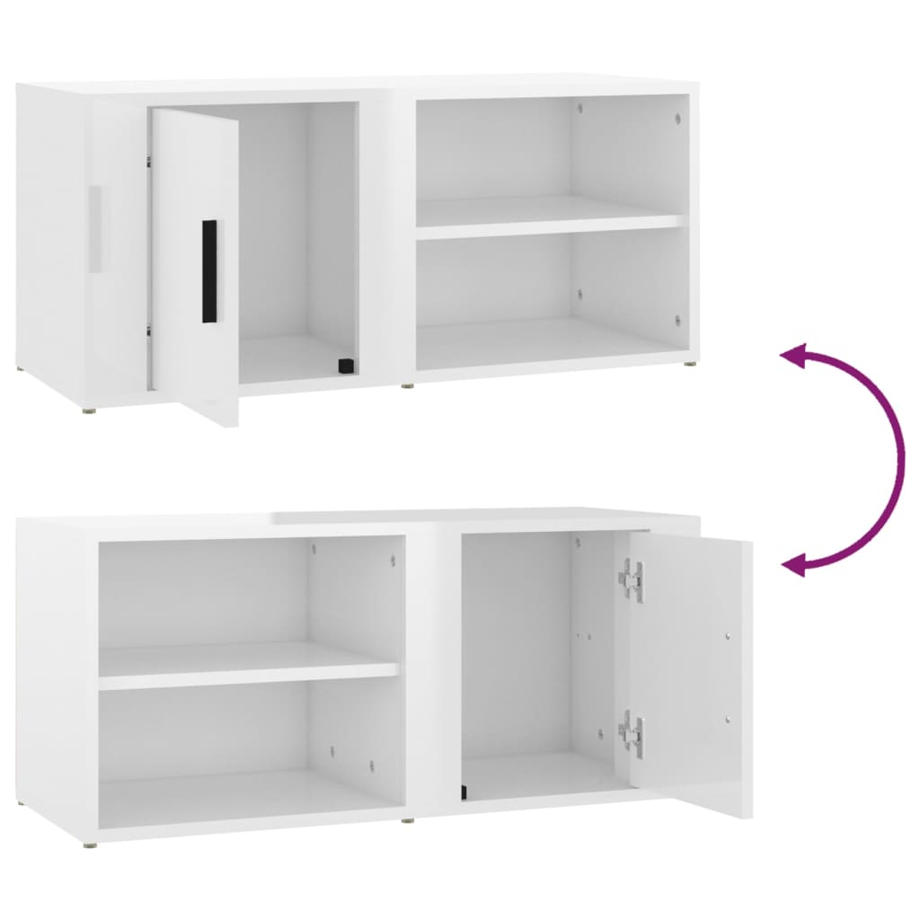 Tv Skříňky 2 Ks Bílé Vysoký Lesk 80X31,5X36 Cm Kompozitní Dřevo