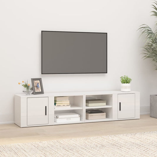 Tv Skříňky 2 Ks Bílé Vysoký Lesk 80X31,5X36 Cm Kompozitní Dřevo