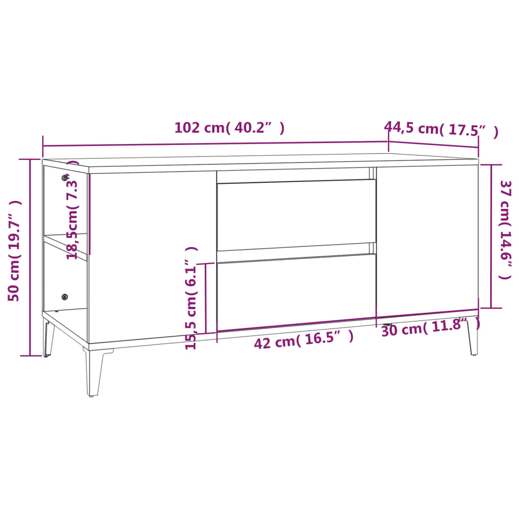 Tv Skříňka Betonově Šedá 102X44,5X50 Cm Kompozitní Dřevo