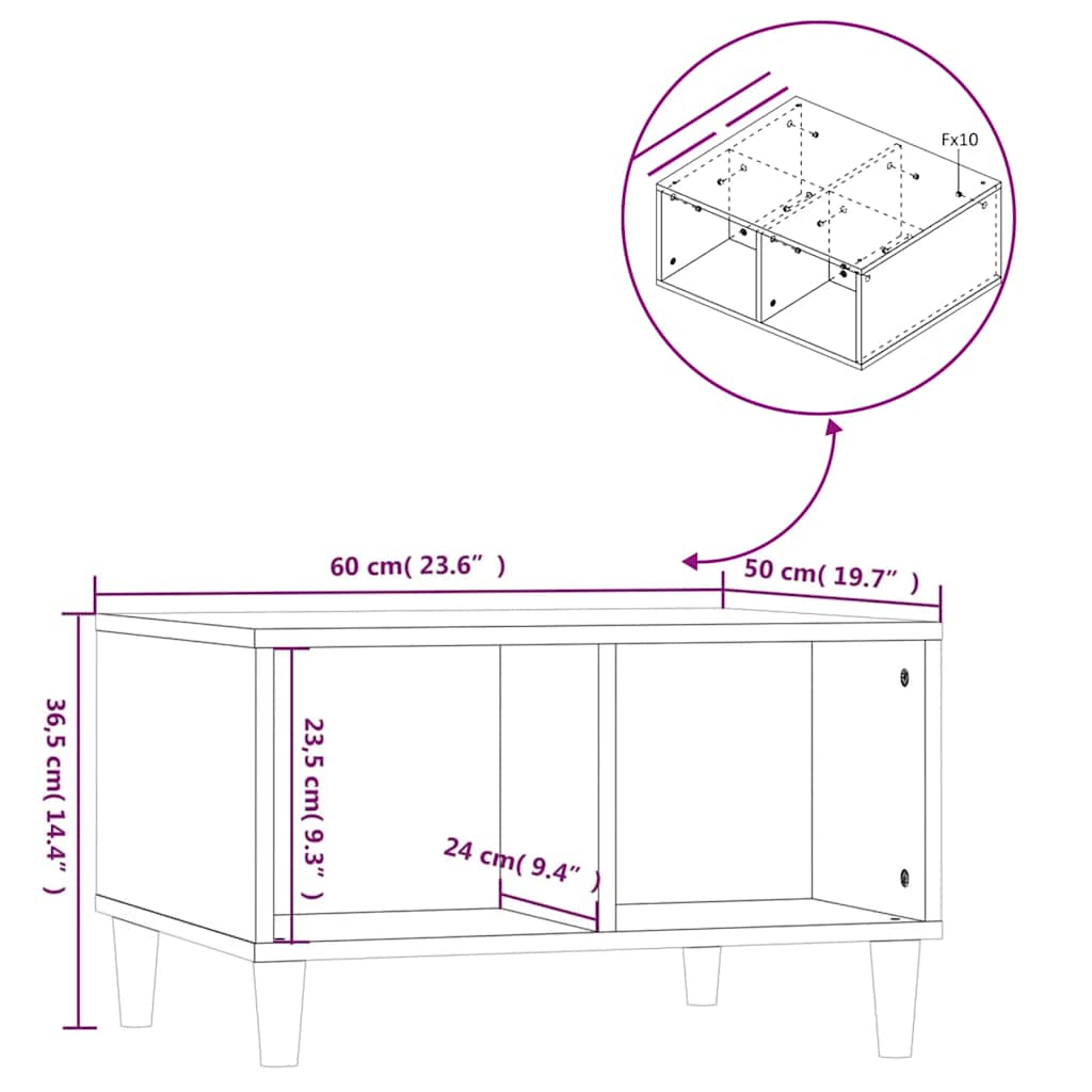Konferenční Stolek Bílý S Leskem 60X50X36,5 Cm Kompozitní Dřevo