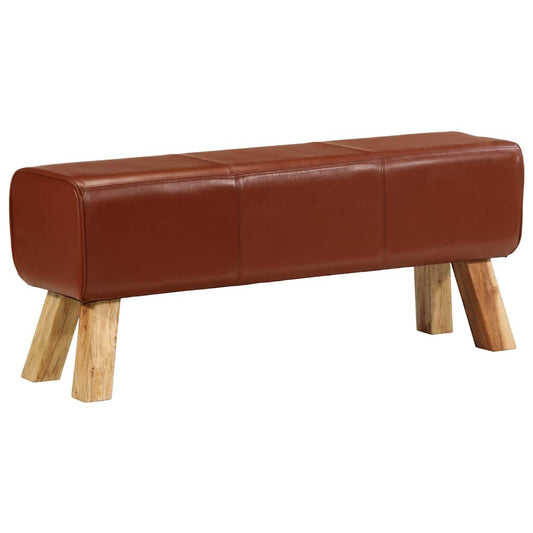 Lavice Gymnastický Kůň Hnědá 110 Cm Pravá Kůže A Mangovník