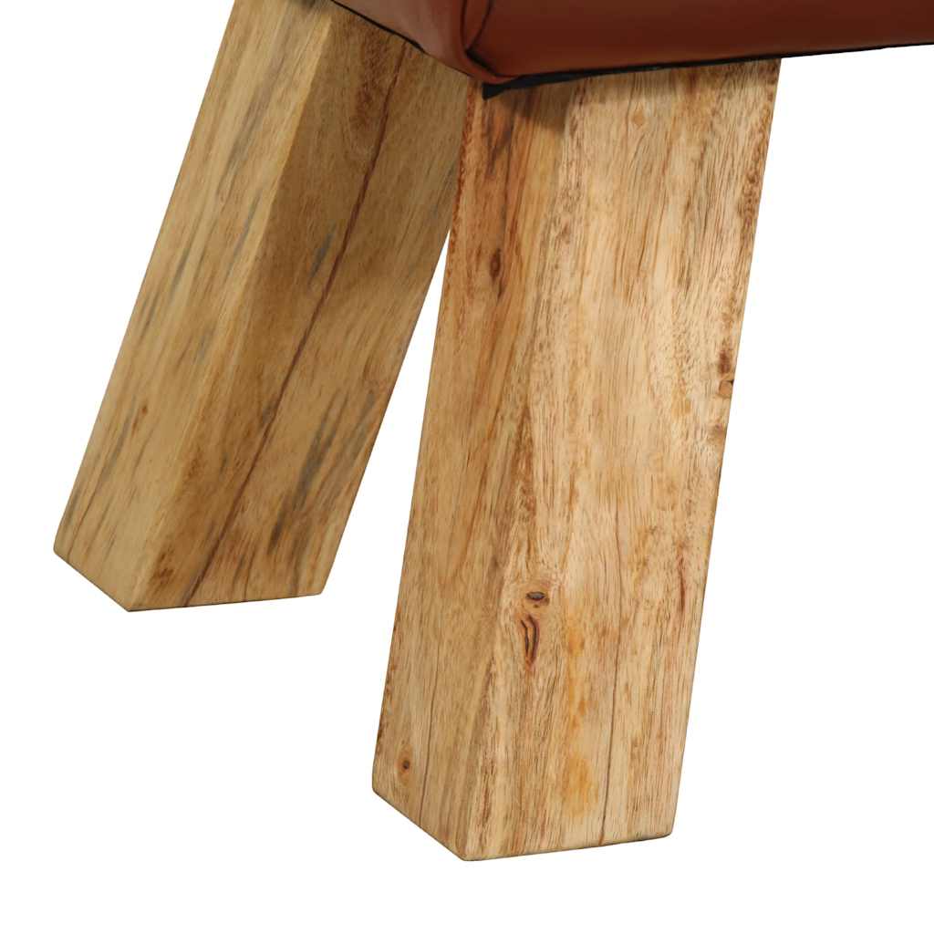 Lavice Gymnastický Kůň Hnědá 110 Cm Pravá Kůže A Mangovník