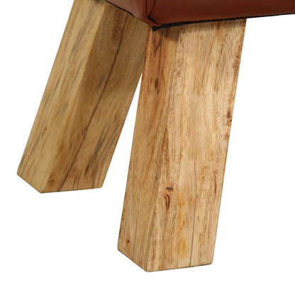 Lavice Gymnastický Kůň Hnědá 110 Cm Pravá Kůže A Mangovník