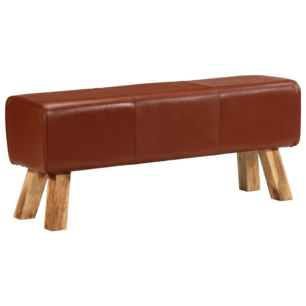 Lavice Gymnastický Kůň Hnědá 110 Cm Pravá Kůže A Mangovník
