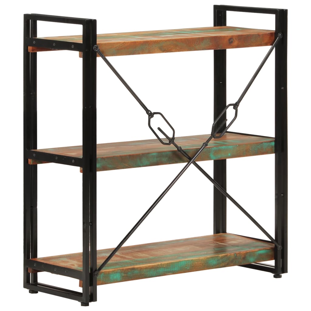 Knihovna Se 3 Policemi 77X30X80 Cm Recyklované Dřevo A Železo
