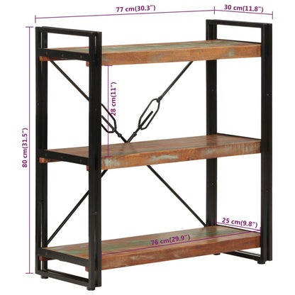 Knihovna Se 3 Policemi 77X30X80 Cm Recyklované Dřevo A Železo