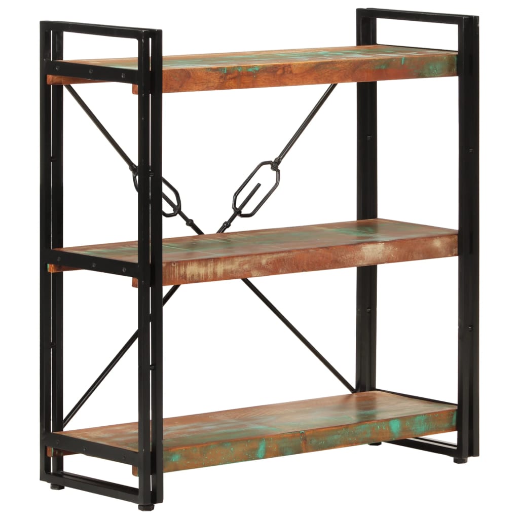 Knihovna Se 3 Policemi 77X30X80 Cm Recyklované Dřevo A Železo