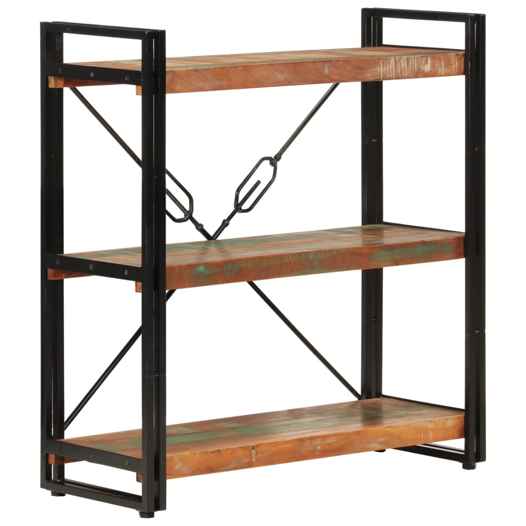 Knihovna Se 3 Policemi 77X30X80 Cm Recyklované Dřevo A Železo