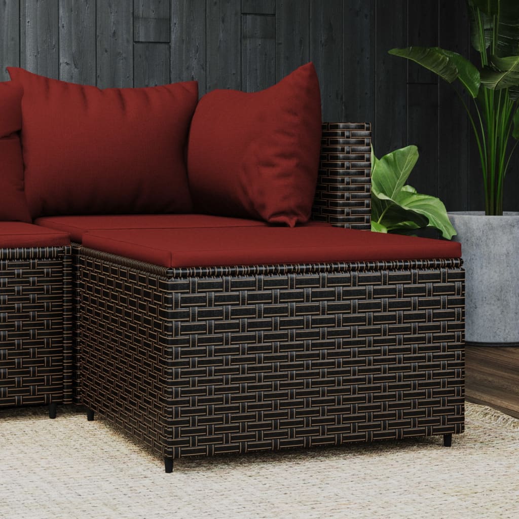Zahradní Podnožky S Poduškami 2 Ks Hnědé Polyratan